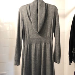 Grey Cowl Turtleneck Sweater Dress